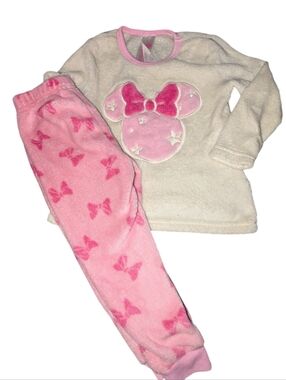 💥5/20$ Cozy Pink & Cream Minnie Bow-Accent Kids Pajama Set